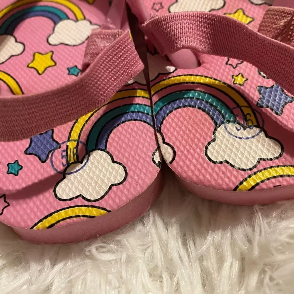 Pink Rainbow Toddler Flip Flops Size 5/6